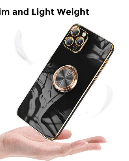 Shiny Plating Built-in Finger Ring Case For iPhone - Libiyi