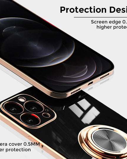 Shiny Plating Built-in Finger Ring Case For iPhone - Libiyi