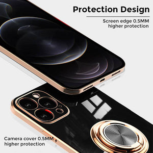 Shiny Plating Built-in Finger Ring Case For iPhone - Libiyi