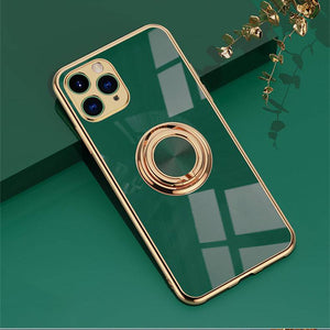 Shiny Plating Built-in Finger Ring Case For iPhone - Libiyi