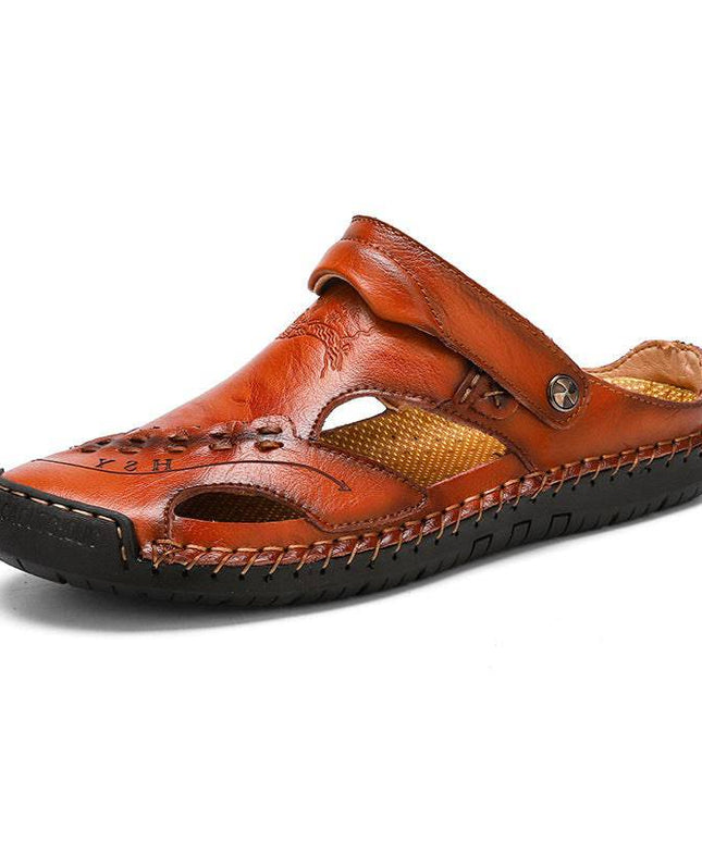 Libiyi Men's Casual Breathable Handmade Leather Sandals - Libiyi