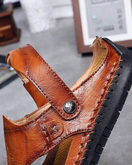 Libiyi Men's Casual Breathable Handmade Leather Sandals - Libiyi