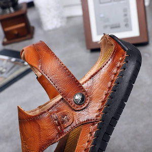 Libiyi Men's Casual Breathable Handmade Leather Sandals - Libiyi