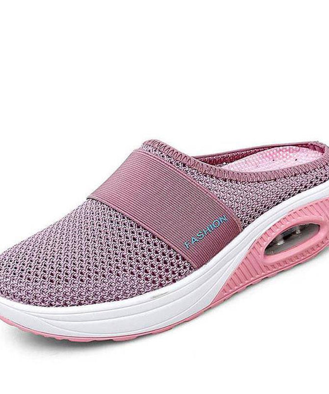 Libiyi Women Daily Fly Knit Fabric Summer Air Cushion Mule Slippers - Libiyi