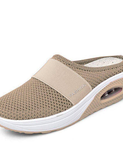 Libiyi Women Daily Fly Knit Fabric Summer Air Cushion Mule Slippers - Libiyi