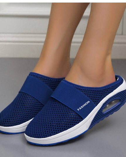 Libiyi Women Daily Fly Knit Fabric Summer Air Cushion Mule Slippers - Libiyi