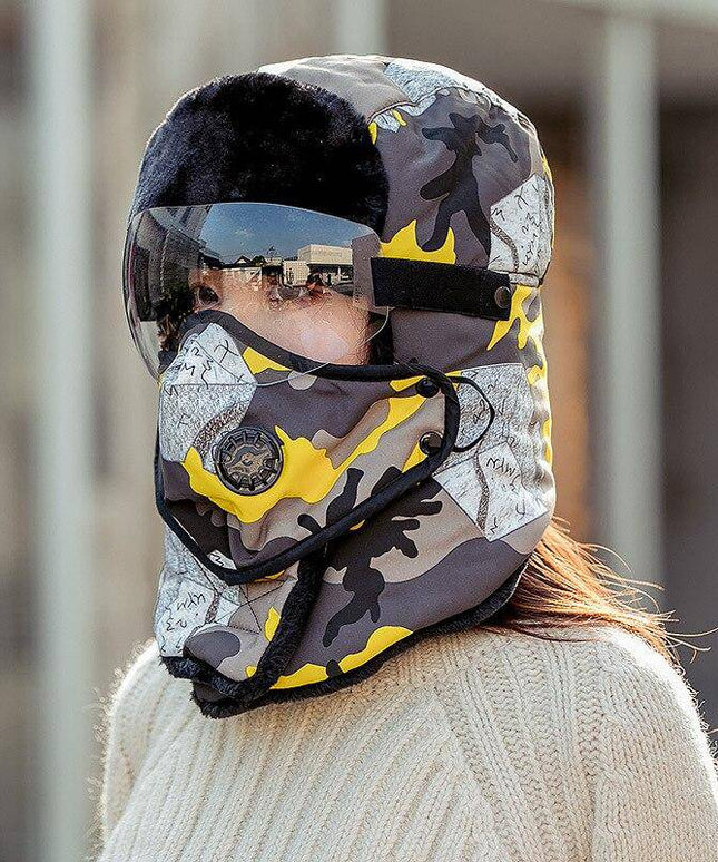 Unisex Winter Warm Hat with Windproof Facemask and Windproof Glasses - Libiyi