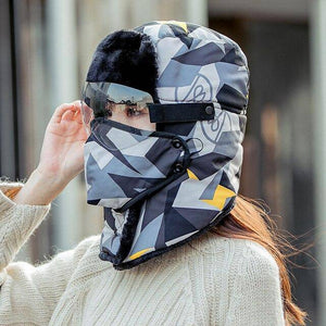 Unisex Winter Warm Hat with Windproof Facemask and Windproof Glasses - Libiyi