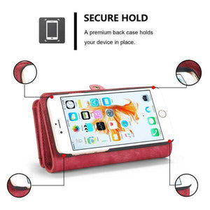 Zipper Wallet Magnetic Case Detachable 2 in 1 Cover For iPhone - Libiyi